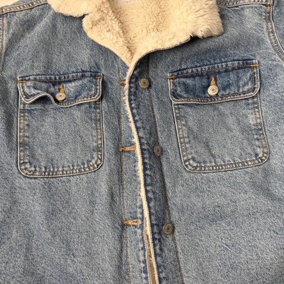 Old Navy Sherpa-Lined Non-Stretch Jean Utility Shacket For Women Petite Medium - Picture 9 of 13